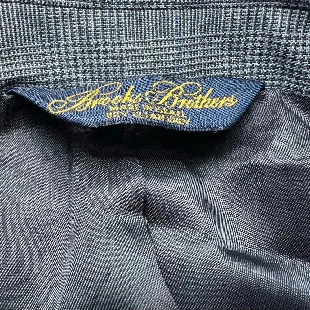Brooks Brothers Brooksease Blazer / Suit Jacket size 44L Gray Subtle Blue Plaid